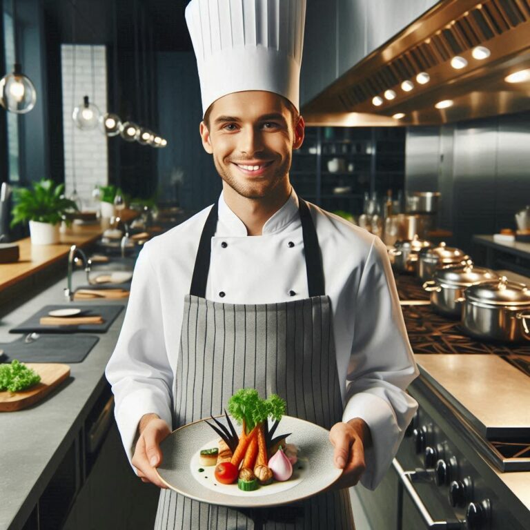 hefe de cozinha sorrindo